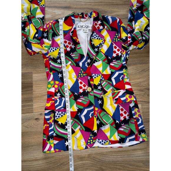 ESCADA Multi-Color Graphic Print 100% Cotton blazer - size 38 (M) - Picture 11 of 14